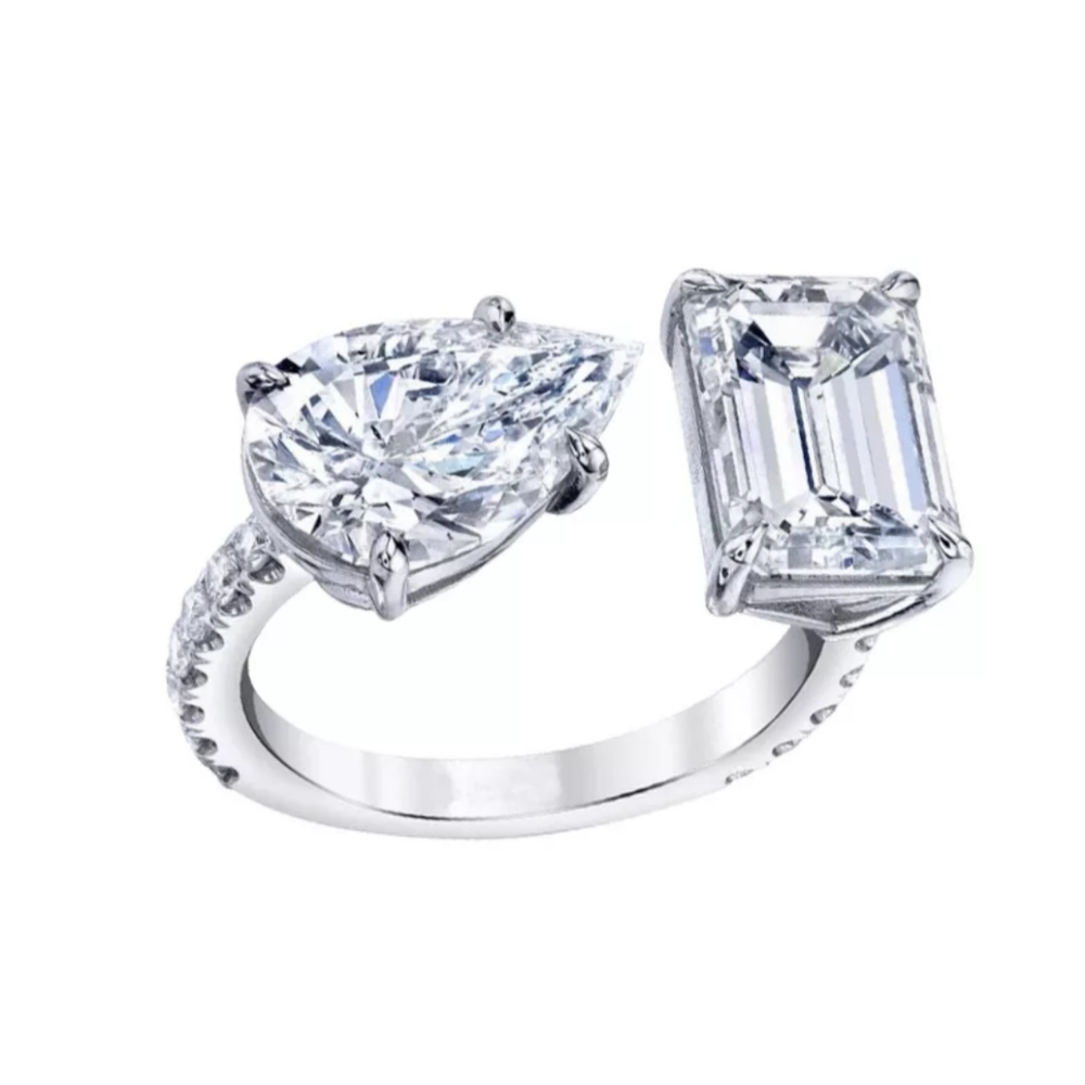 White Rhodium sapphire ring 6/7